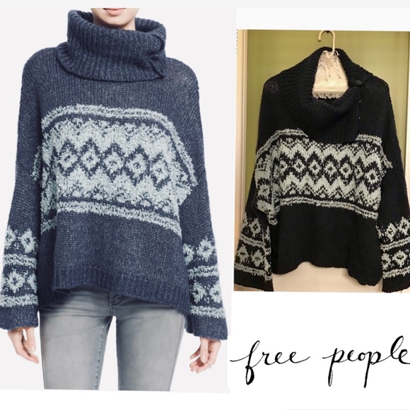 NWOT Free People Fair Isle Wool Blend Sweater - Picture 1 of 10